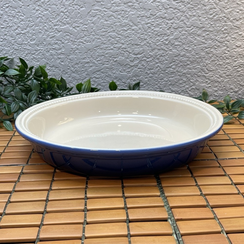 Le Creuset cobalt Blue Stoneware Pie Dish 26cm 11.5" Fluted Rim Baking Pan RARE